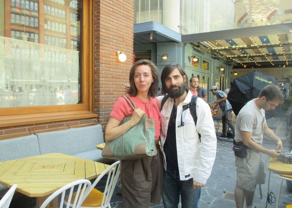 Jason Schwartzman on the set of Mozart In The Jungle with Anne-Katrin Titze